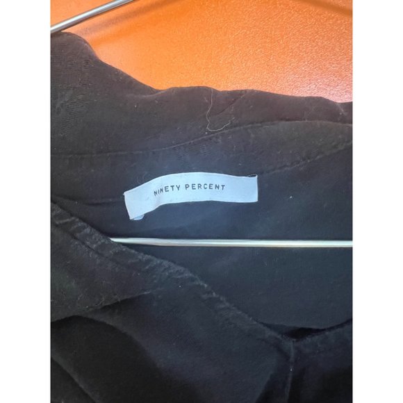 Ninety Percent Shirt Womens XS Black Long Sleeve Fitted Deep VNeck Blouse Casual - Picture 6 of 6